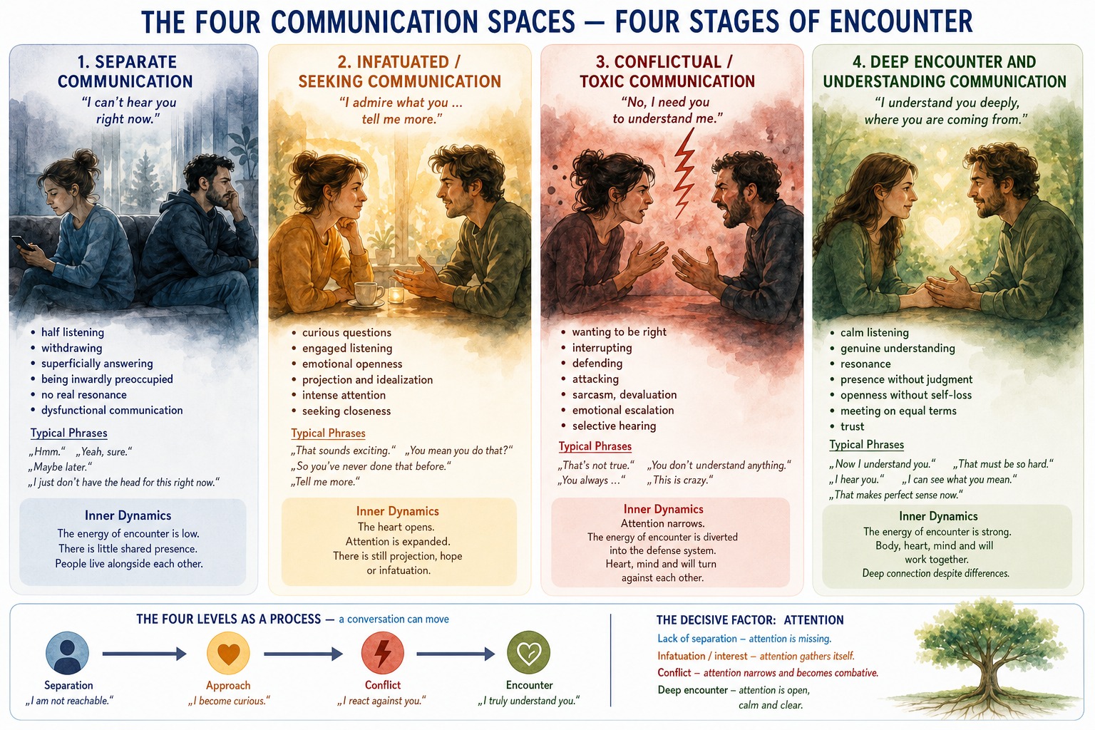 Four Communication Spaces and Stages of Encounter