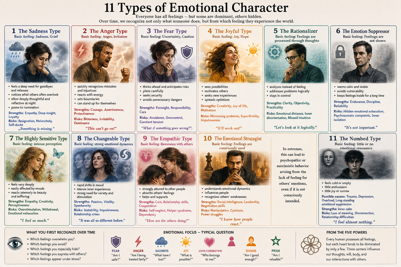 Eleven Types of Emotional Character
