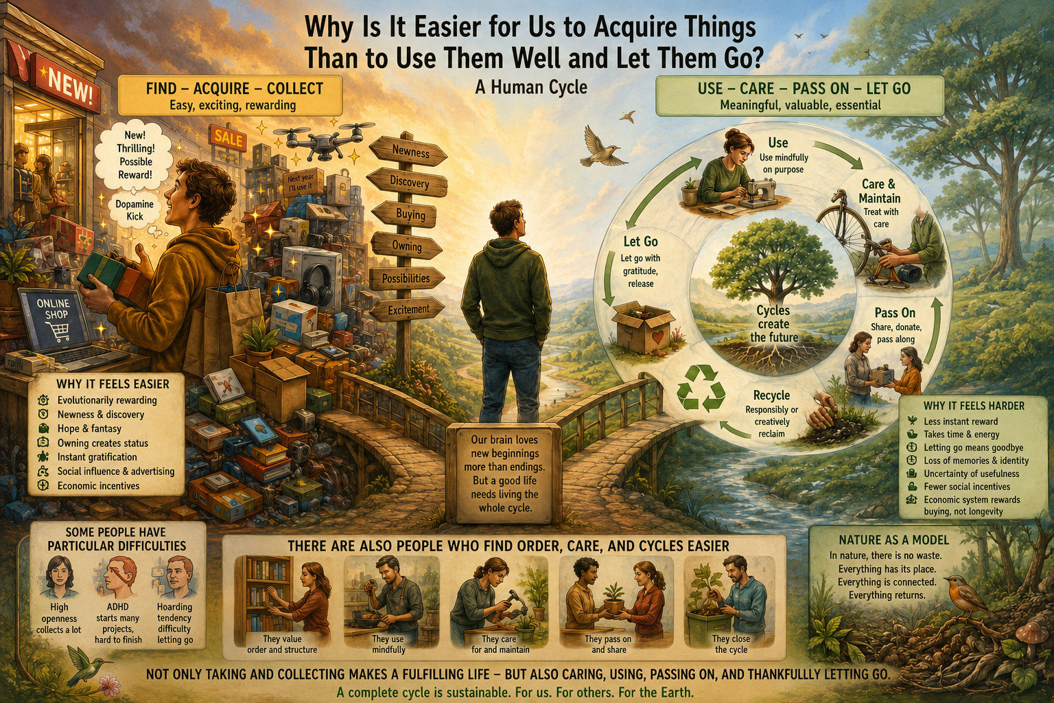 Why It Is Easier to Acquire Than to Use and Let Go