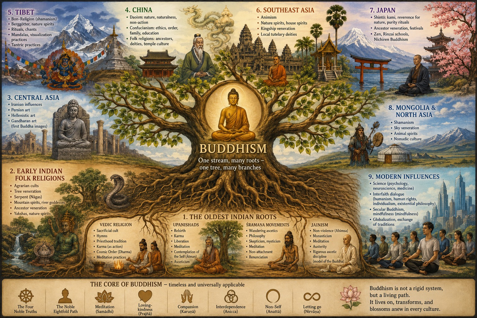 Buddhism — one stream, many roots, many branches