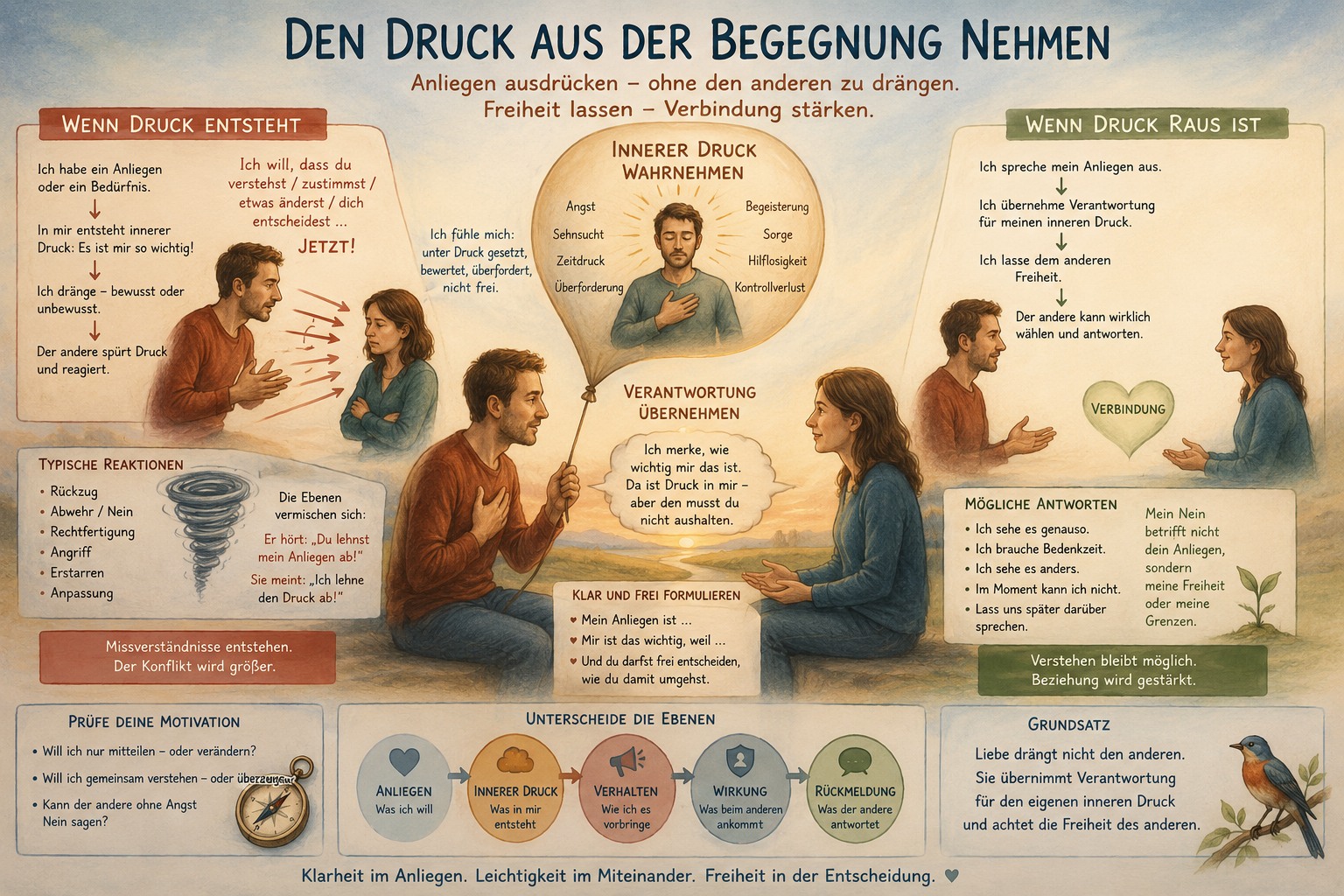 Druck aus der Begegnung nehmen - weder sich noch andere unter Stress setzen