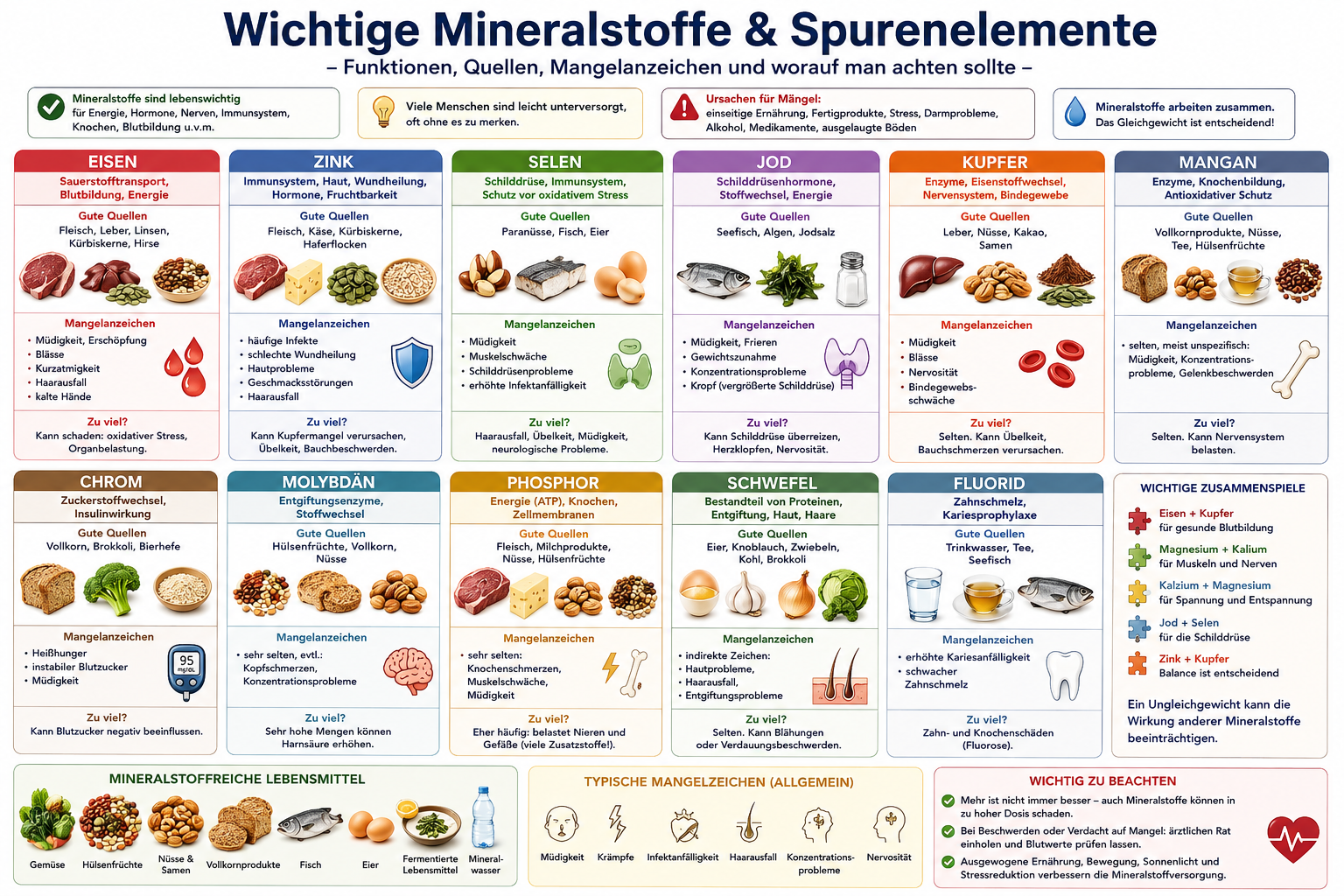 Wichtige Mineralstoffe und Spurenelemente