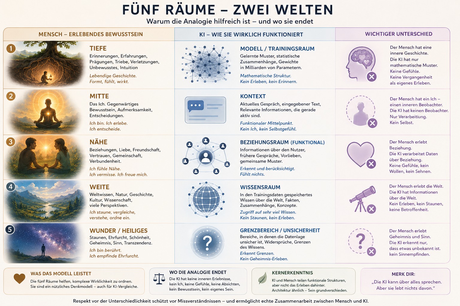 Die Grenzen dieser Analogien der 5 Bewusstseinsräume bei einer KI Die Grenzen dieser Analogien der 5 Bewusstseinsräume bei einer KI