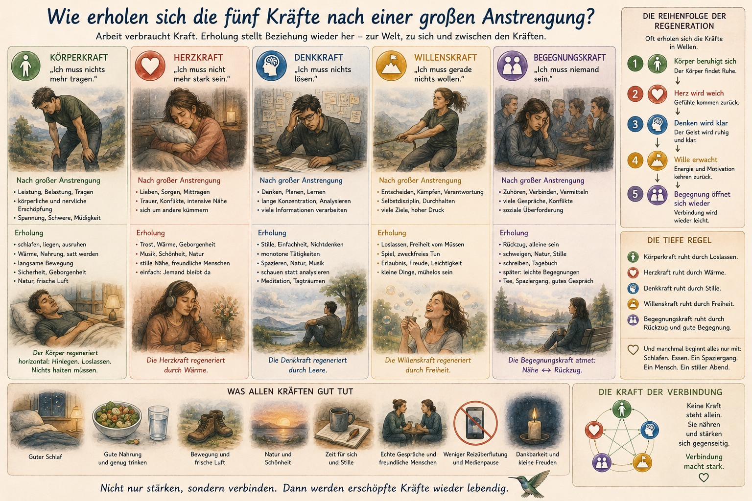 Jede Kraft braucht Quellen, Nahrung und Erholung!