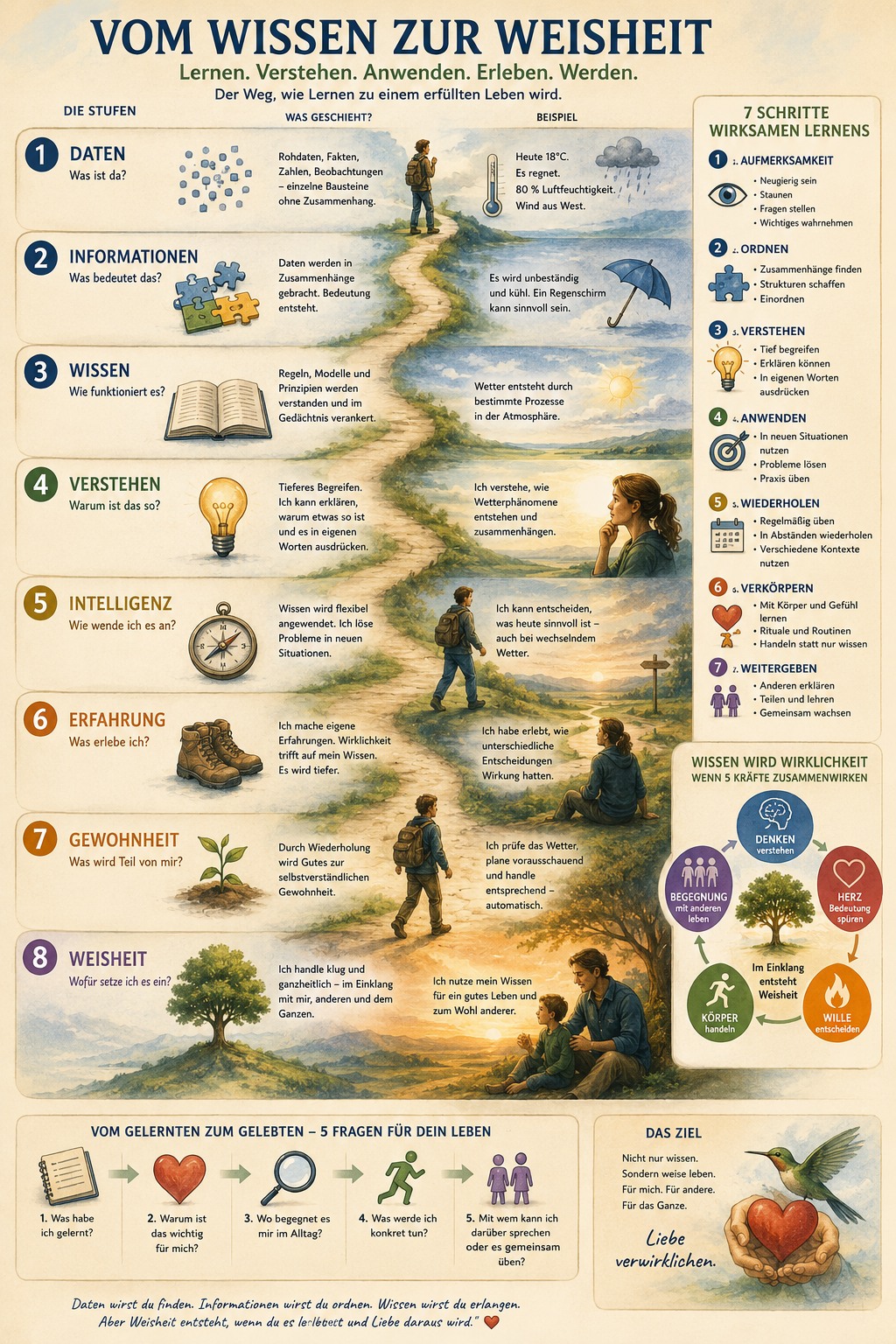 Der Weg von Wissen zu Weisheit (7 Stufen) Der Weg von Wissen zu Weisheit (7 Stufen)