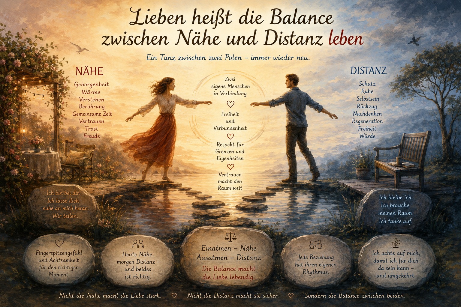 Lieben heißt, die Balance zwischen Nähe und Distanz leben!