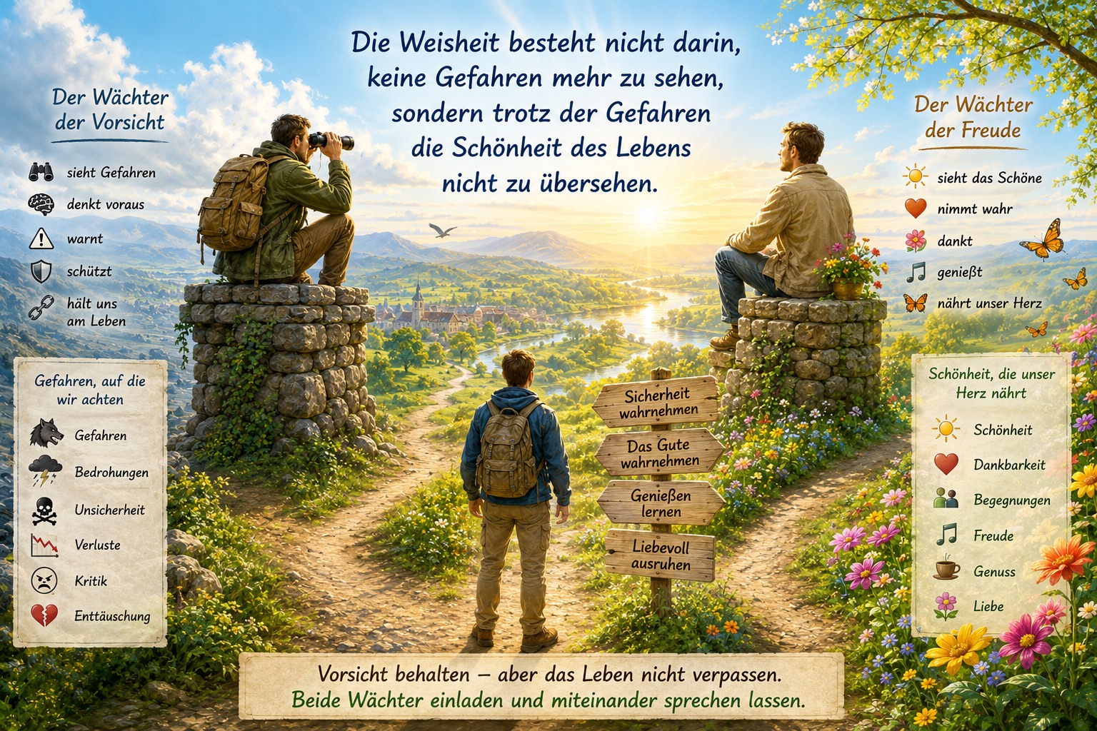 Die Balance zwischen Vorsicht und Fallen-Lassen Die Balance zwischen Vorsicht und Fallen-Lassen