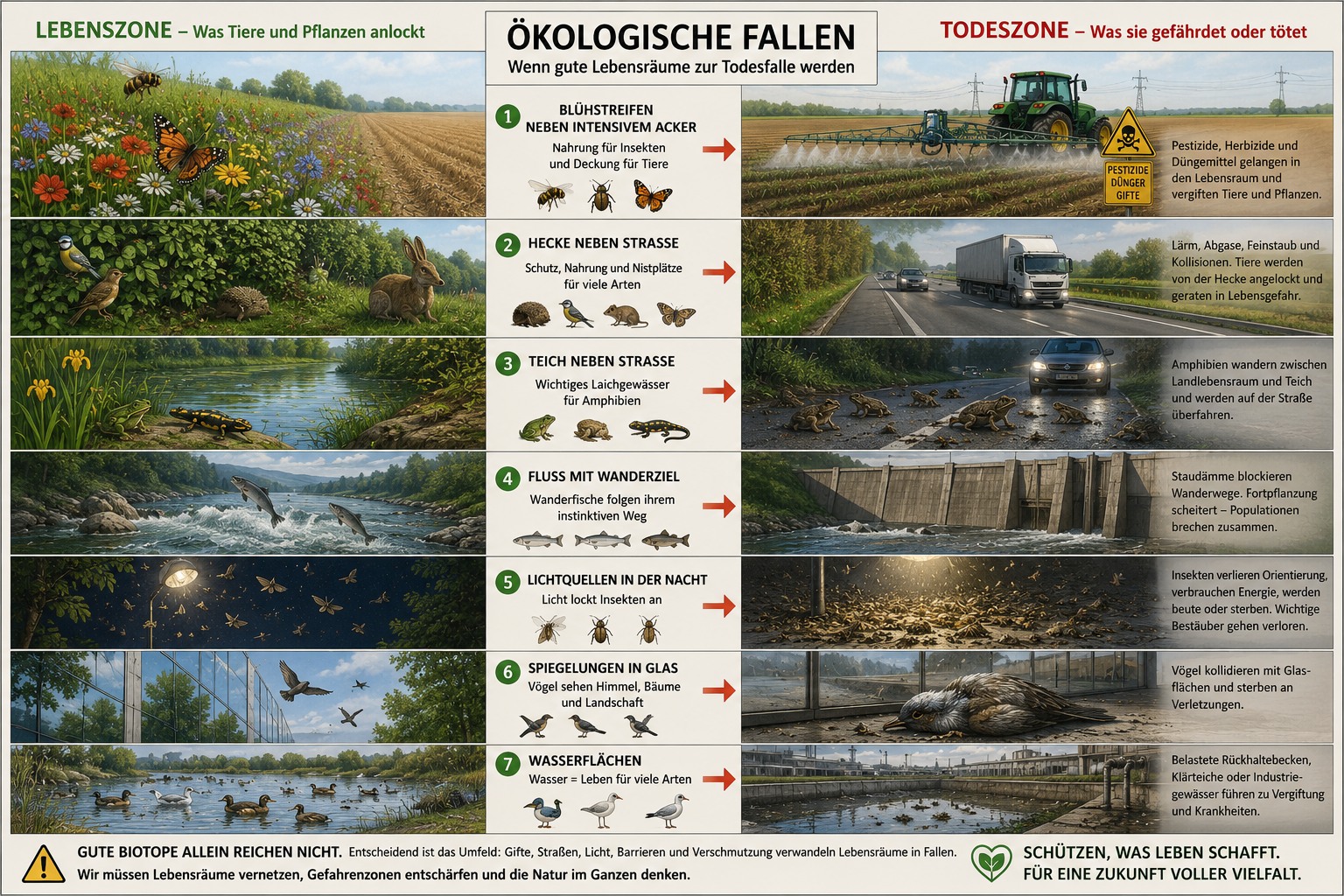 Wir wollen Umwelt schützen und bauen ökologische Fallen, die töten. Wir wollen Umwelt schützen und bauen ökologische Fallen, die töten.