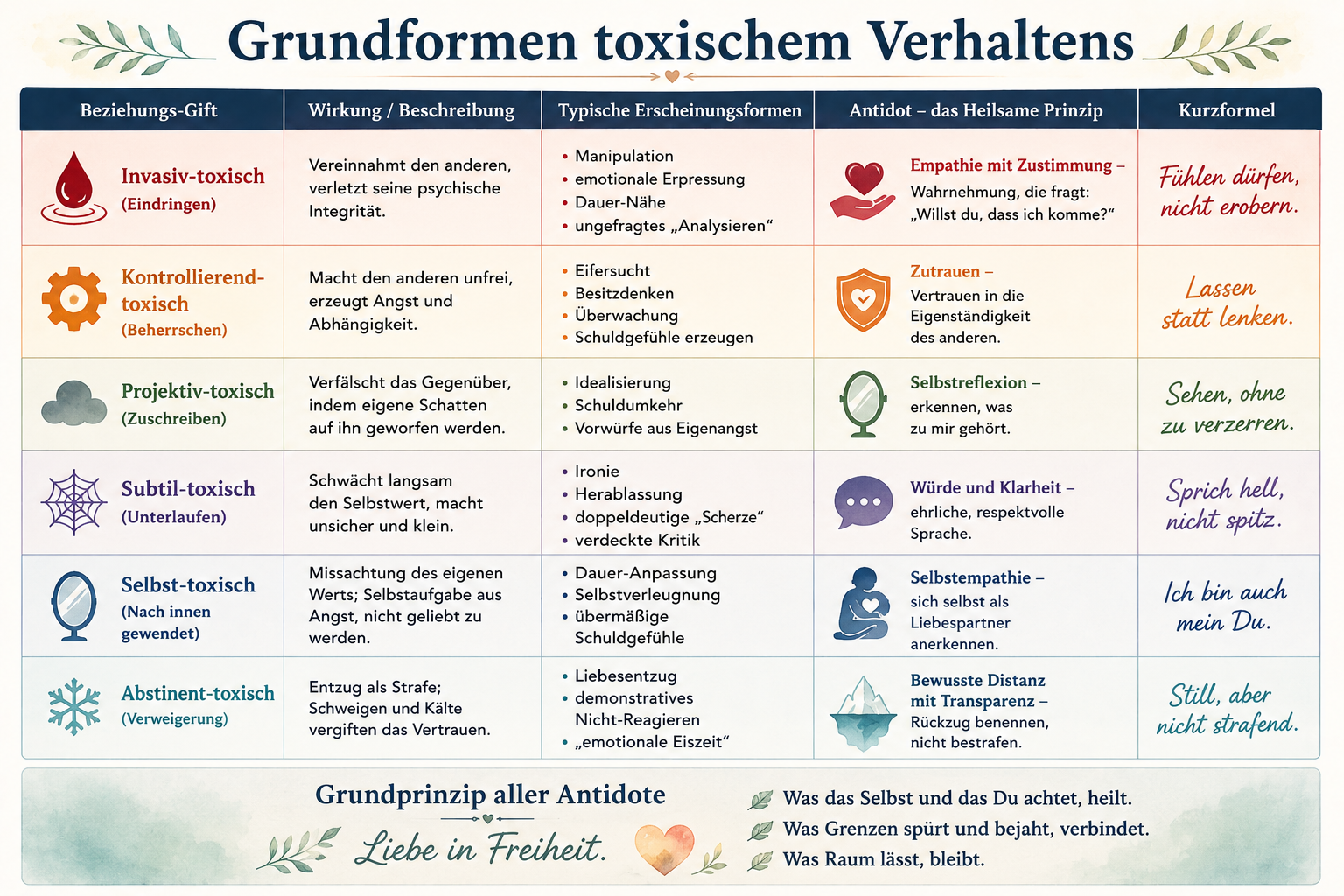 Gegengifte zu toxischem Verhalten (in Beziehungen)